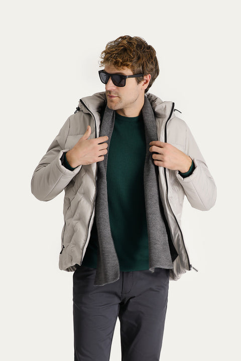 Stone Hooded Padded Sports Jacket