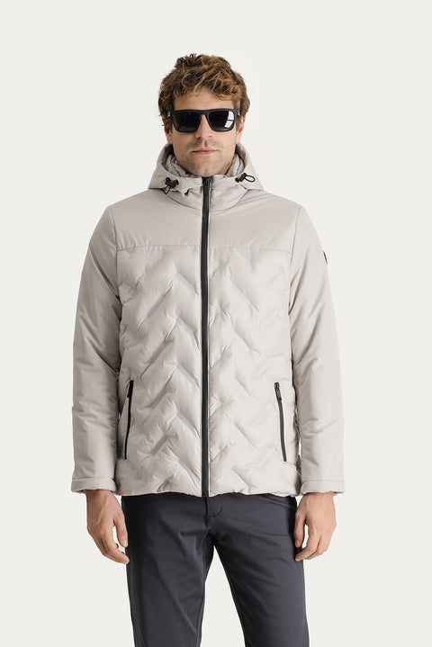 Stone Hooded Padded Sports Jacket