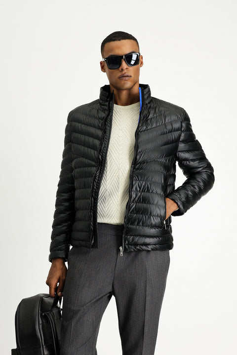 Black Slim Fit Quilted Sport Jacket