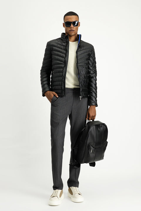 Black Slim Fit Quilted Sport Jacket