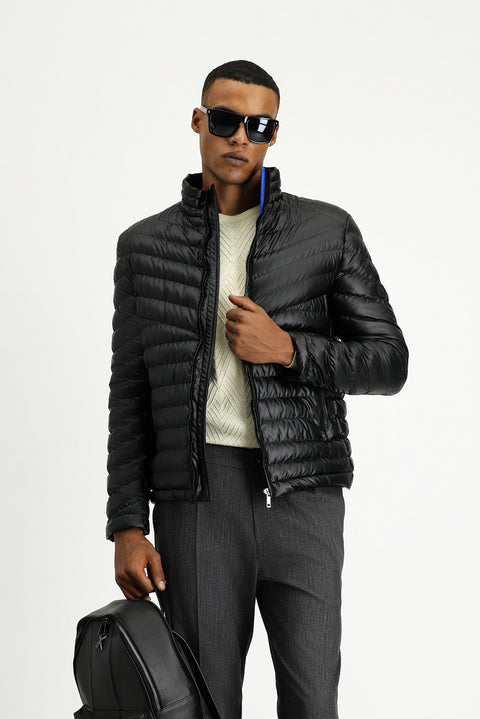 Black Slim Fit Quilted Sport Jacket