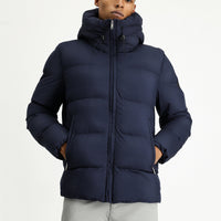 Dark Navy Hooded Sport Puffer Jacket