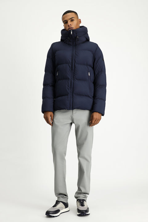 Dark Navy Hooded Sport Puffer Jacket
