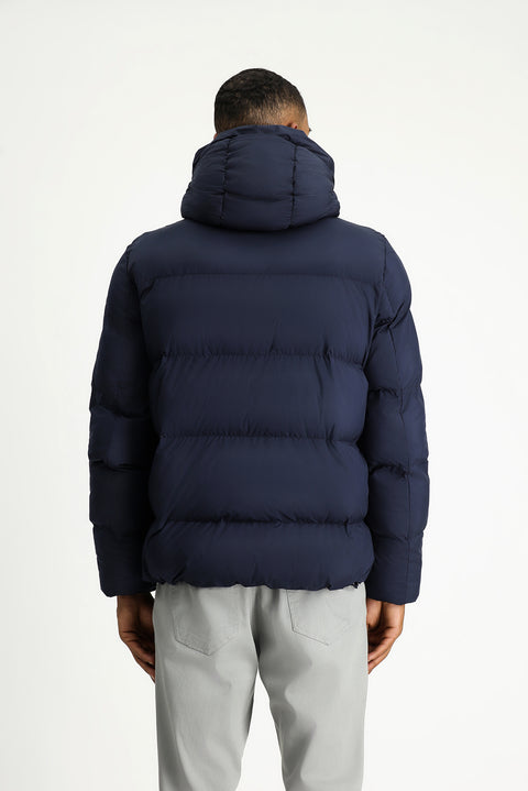Dark Navy Hooded Sport Puffer Jacket