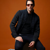 Medium Navy Seasonal Suede Bomber Jacket