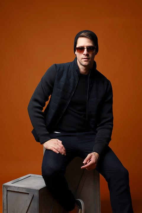 Medium Navy Seasonal Suede Bomber Jacket