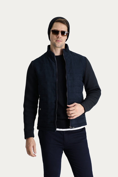 Medium Navy Seasonal Suede Bomber Jacket