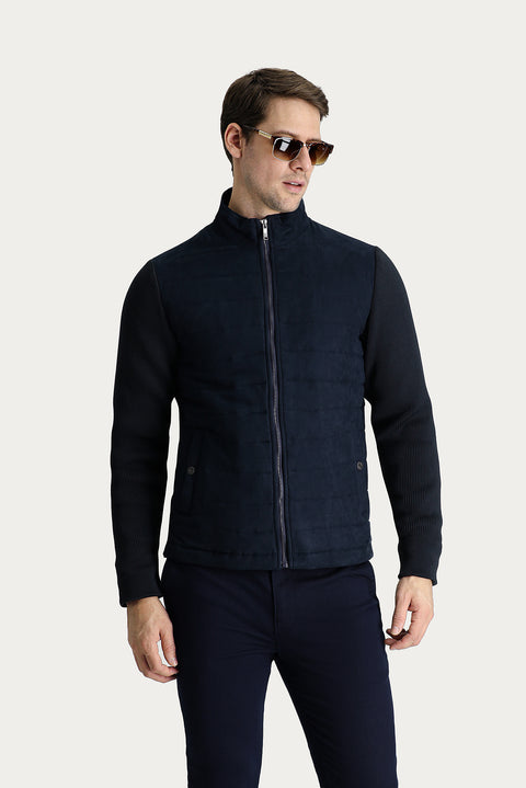 Medium Navy Seasonal Suede Bomber Jacket