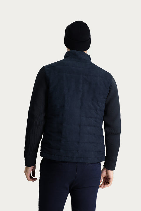 Medium Navy Seasonal Suede Bomber Jacket