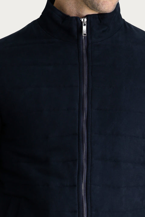 Medium Navy Seasonal Suede Bomber Jacket