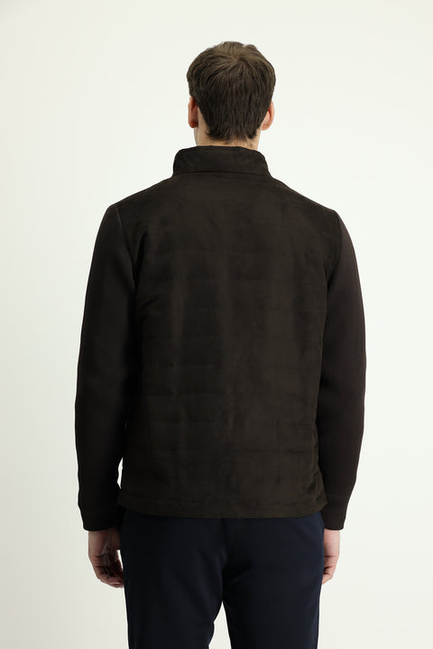 Medium Brown Suede Bomber Jacket