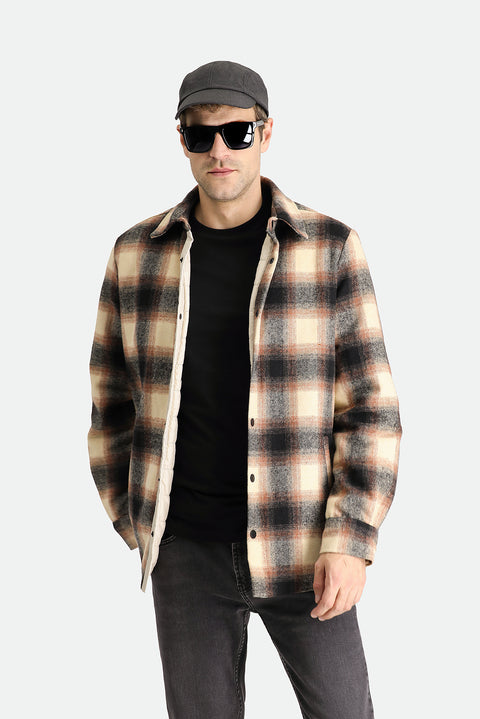 Medium Brown Oversize Plaid Shacket Lumberjack Wool Cotton Shirt/Jacket