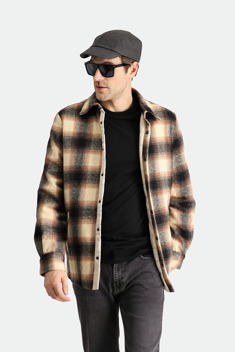 Medium Brown Oversize Plaid Shacket Lumberjack Wool Cotton Shirt/Jacket