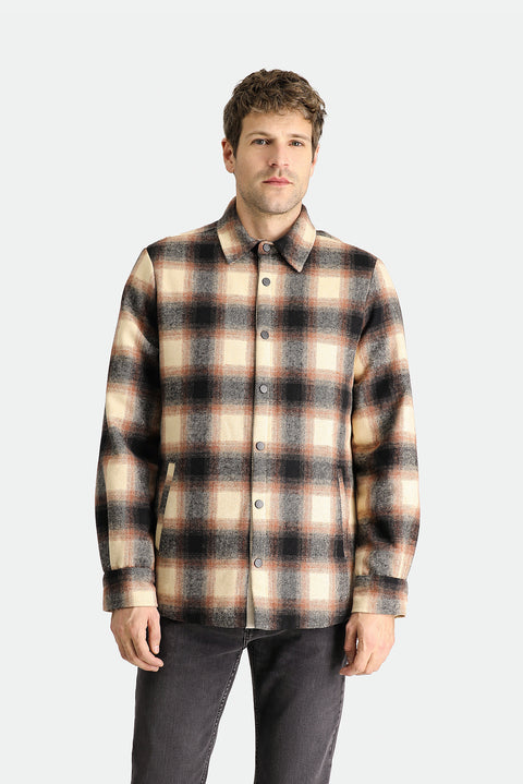 Medium Brown Oversize Plaid Shacket Lumberjack Wool Cotton Shirt/Jacket