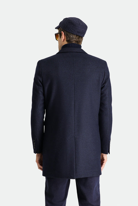 Dark Navy Wool Double-Breasted Coat