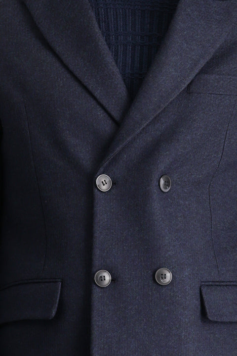 Dark Navy Wool Double-Breasted Coat