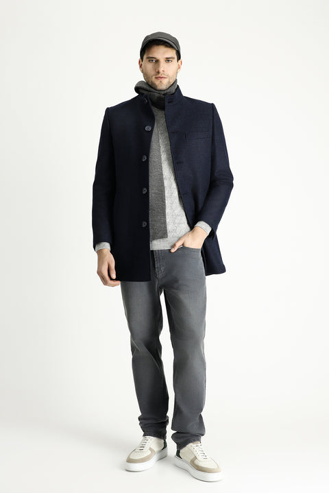 Dark Navy Wool Coat