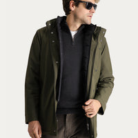 Medium Khaki Hooded Detachable Sport Jacket