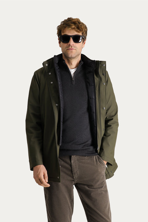 Medium Khaki Hooded Detachable Sport Jacket