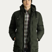 Medium Khaki Hooded Sports Puffer Jacket