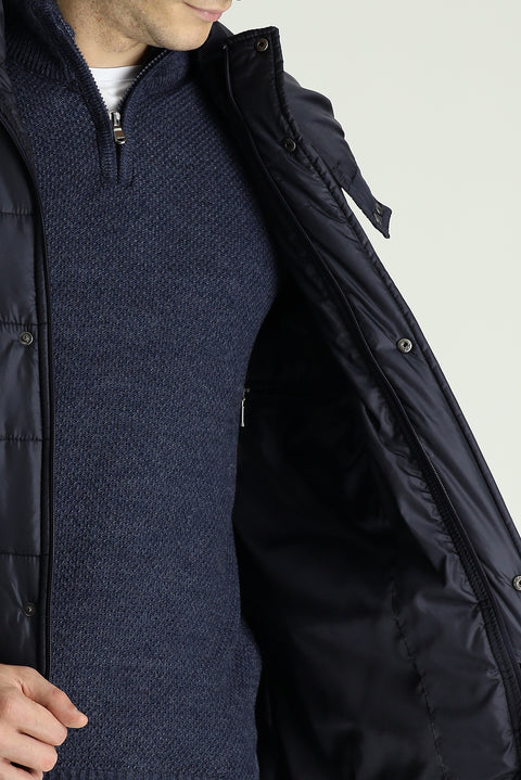 Medium Navy Hooded Sports Puffer Jacket