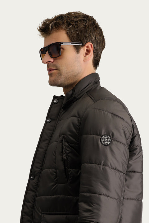 Light Brown Hooded Sports Puffer Jacket