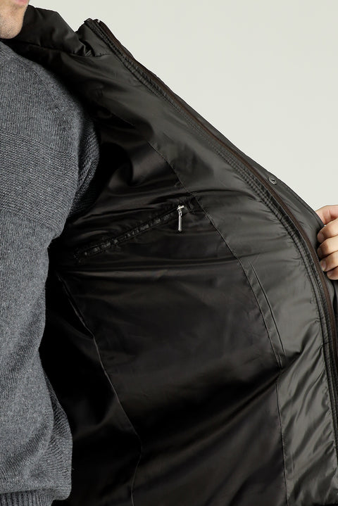 Light Brown Hooded Sports Puffer Jacket