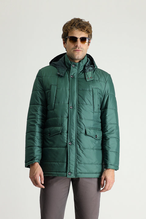 Light Petrol Hooded Sports Puffer Jacket