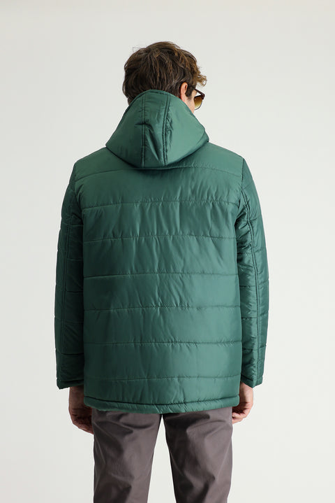 Light Petrol Hooded Sports Puffer Jacket