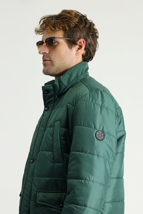 Light Petrol Hooded Sports Puffer Jacket