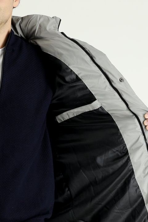 Medium Grey Hooded Puffer Sport Jacket