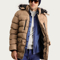 Medium Mink Hooded Puffy Sports Jacket
