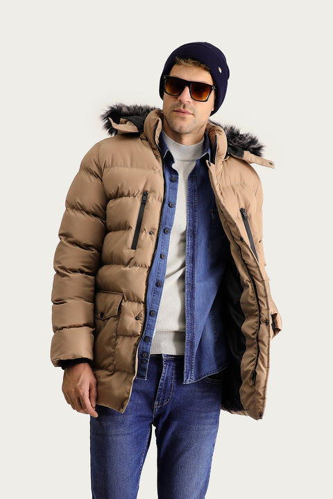 Medium Mink Hooded Puffy Sports Jacket