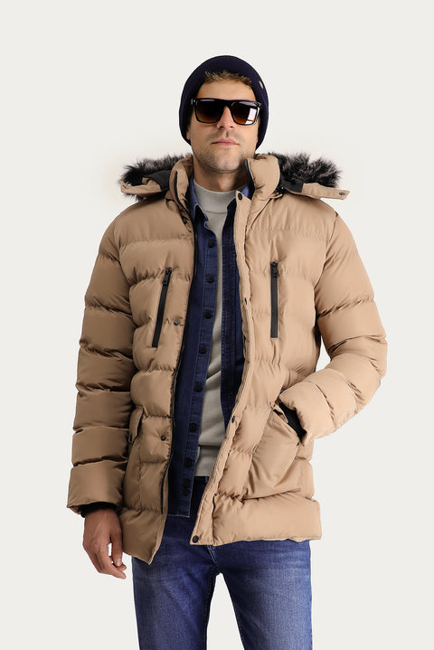 Medium Mink Hooded Puffy Sports Jacket