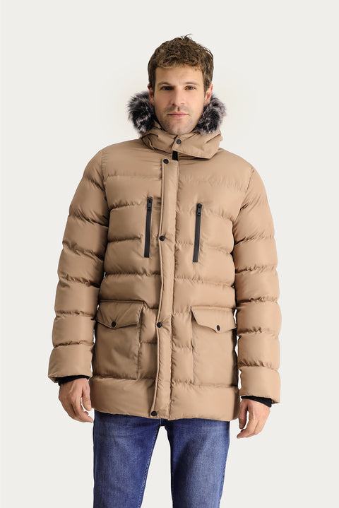 Medium Mink Hooded Puffy Sports Jacket