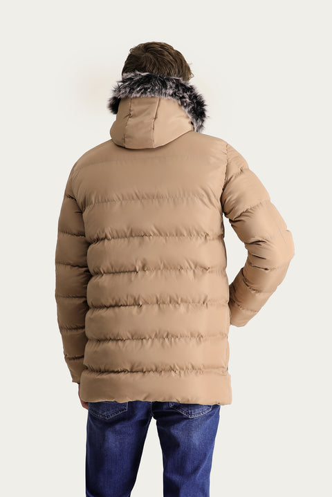 Medium Mink Hooded Puffy Sports Jacket