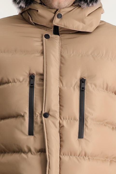 Medium Mink Hooded Puffy Sports Jacket