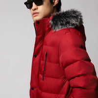 Flag Red Hooded Padded Sports Jacket
