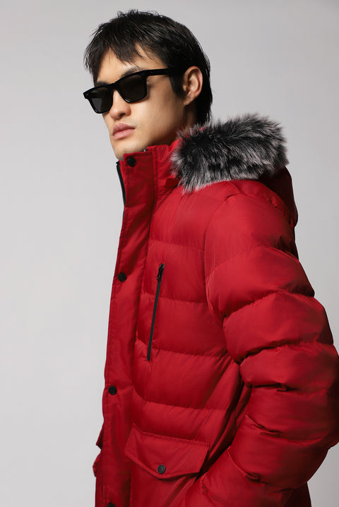 Flag Red Hooded Padded Sports Jacket