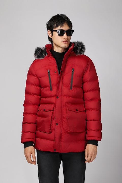 Flag Red Hooded Padded Sports Jacket