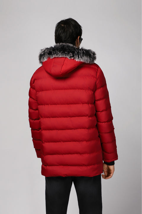 Flag Red Hooded Padded Sports Jacket