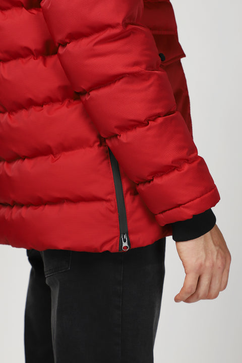 Flag Red Hooded Padded Sports Jacket