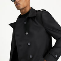 Black Double-Breasted Overcoat & Trench Coat