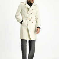 Medium Grey Double-Breasted Overcoat & Trench Coat