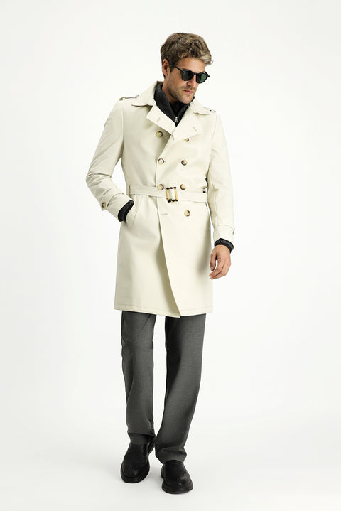Medium Grey Double-Breasted Overcoat & Trench Coat
