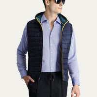 Dark Navy Hooded Quilted Sports Vest