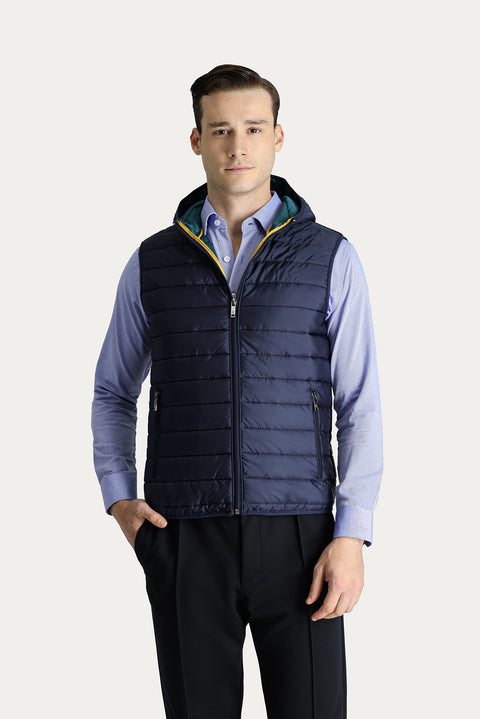 Dark Navy Hooded Quilted Sports Vest