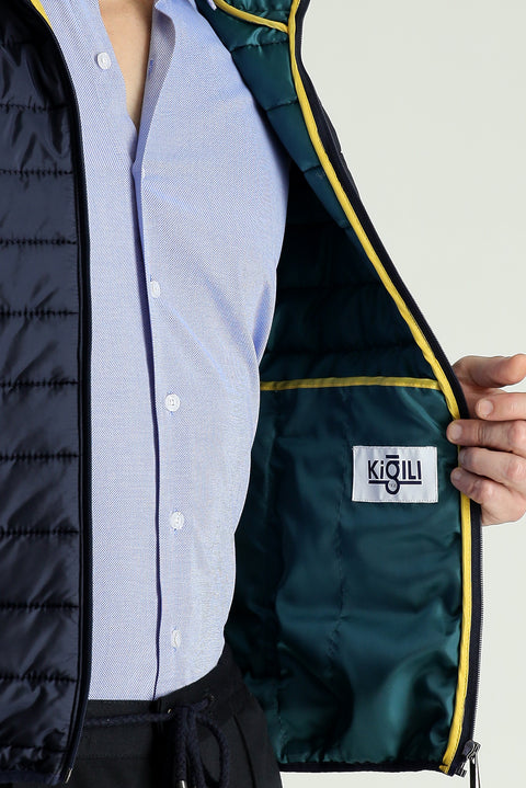 Dark Navy Hooded Quilted Sports Vest