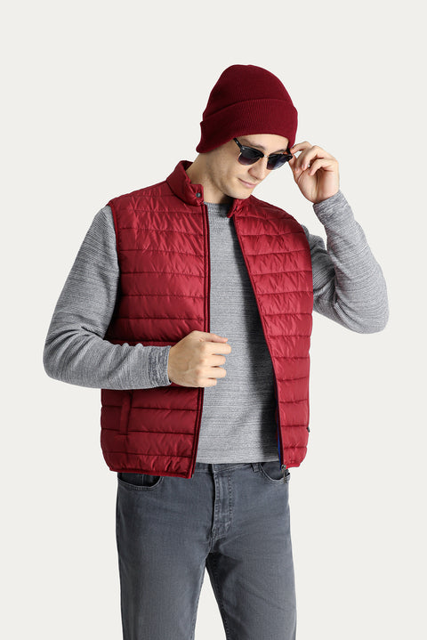 Dark Red Quilted Padded Sports Vest