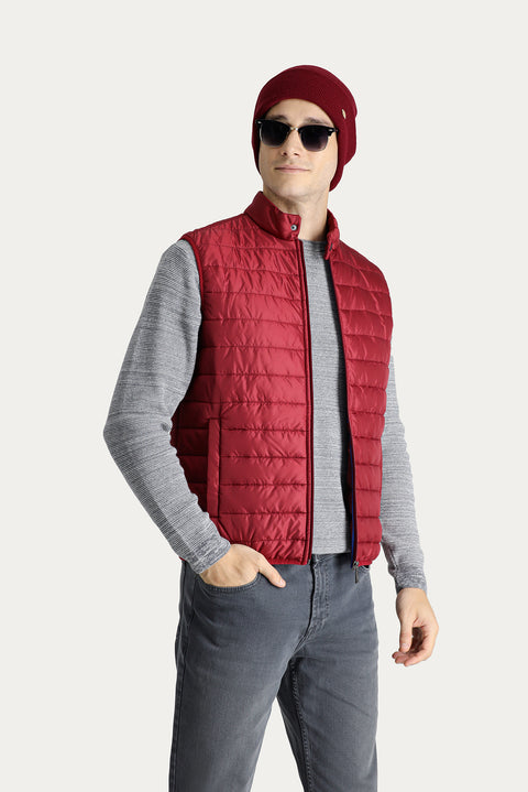 Dark Red Quilted Padded Sports Vest
